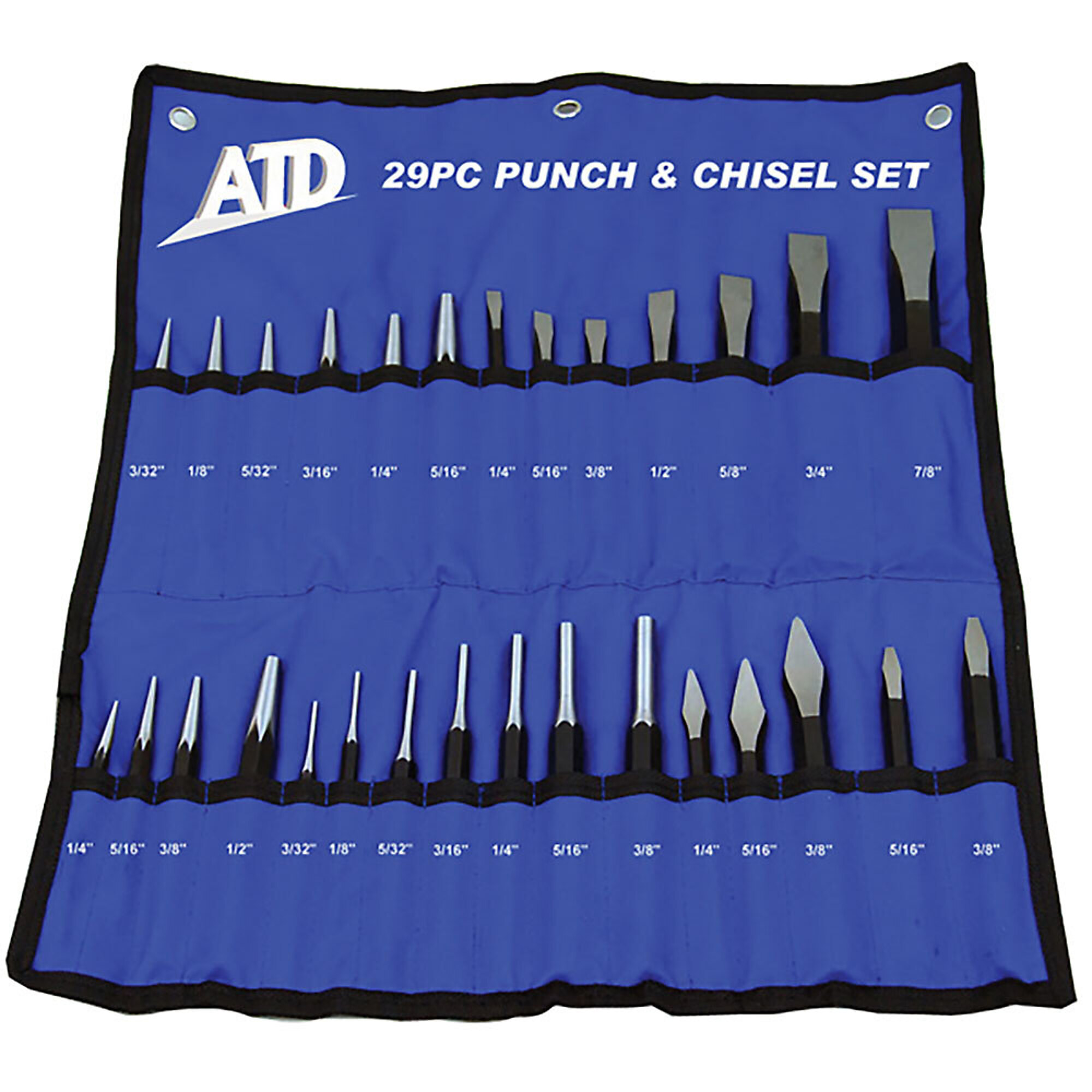 ATD Punch & Chisel Set 29Pc 7 Types, Model# 10642
